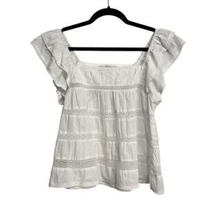 Abercrombie & Fitch Shirt White Ruffle Lace Babydoll Top Small Coquette Cottage